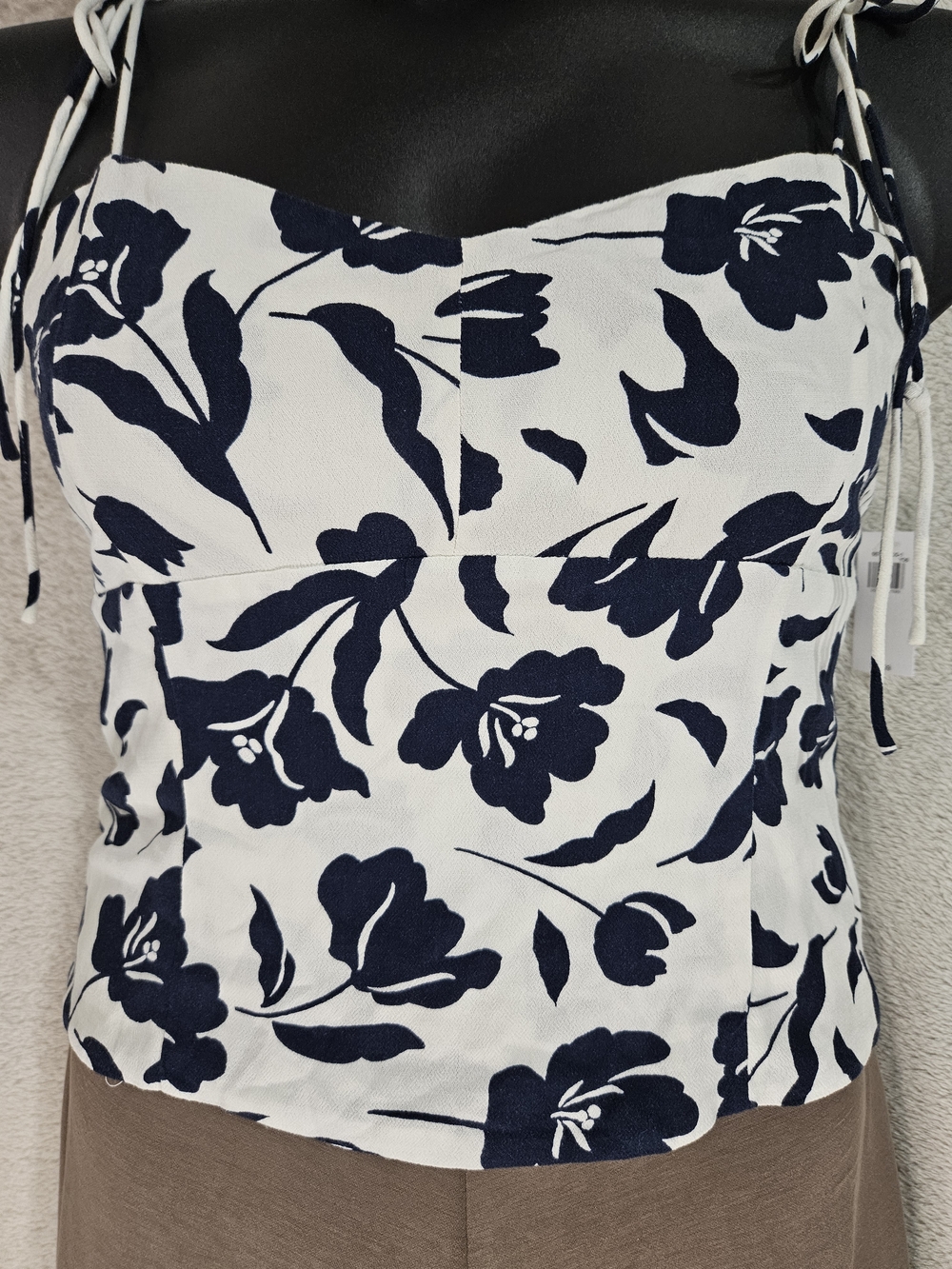Old Navy White Camisole with Navy Floral Print